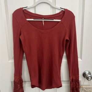 Free People Long Sleeve Top with lace sleeves